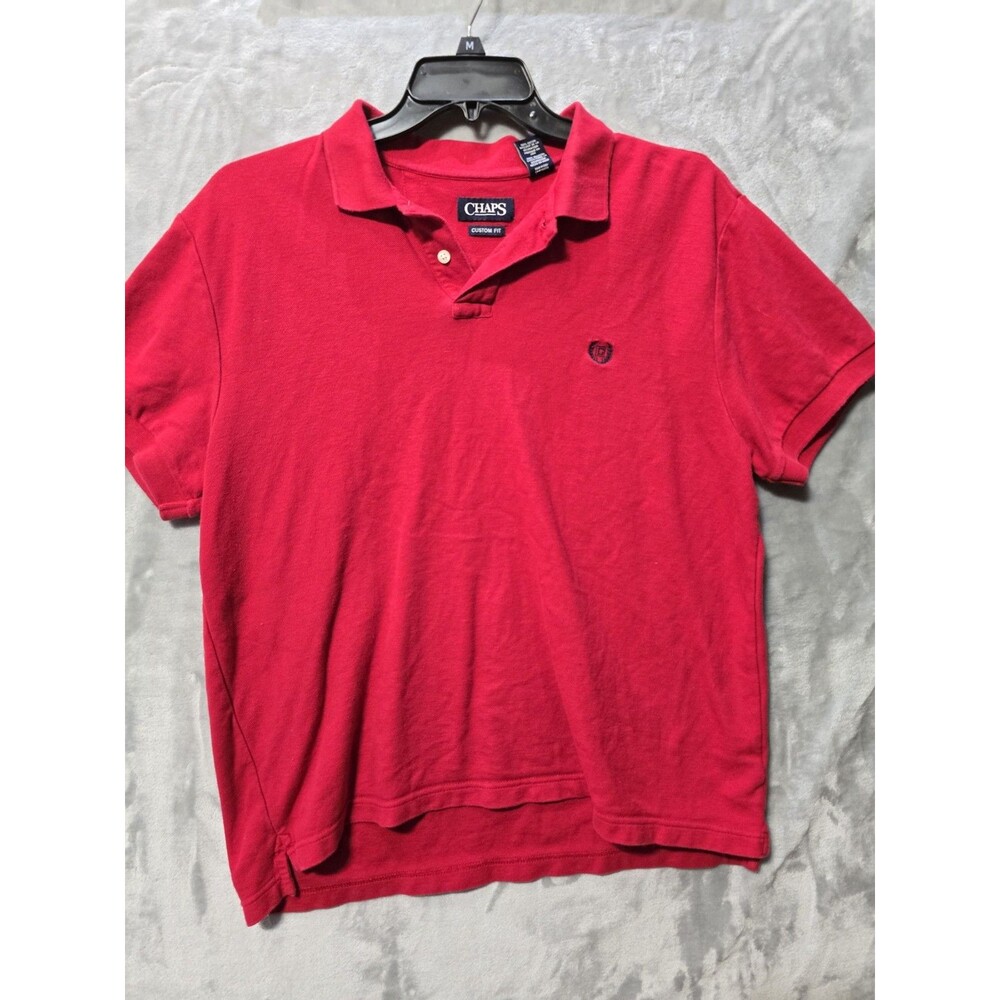 Chaps Golf Polo Shirt Mens Red XL Stretch 100% Cotton Preppy Classic